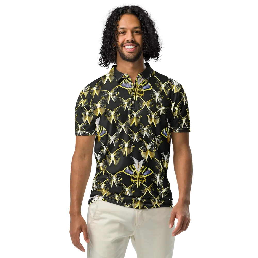 Nocturne Moths on Men's Slim Fit Polo Shirt — Front