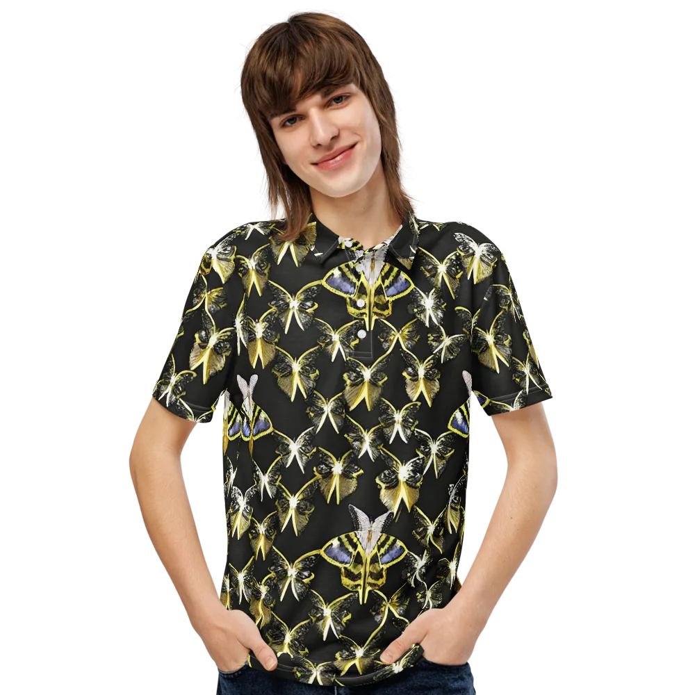 Nocturne Moths on Men's Slim Fit Polo Shirt — Front