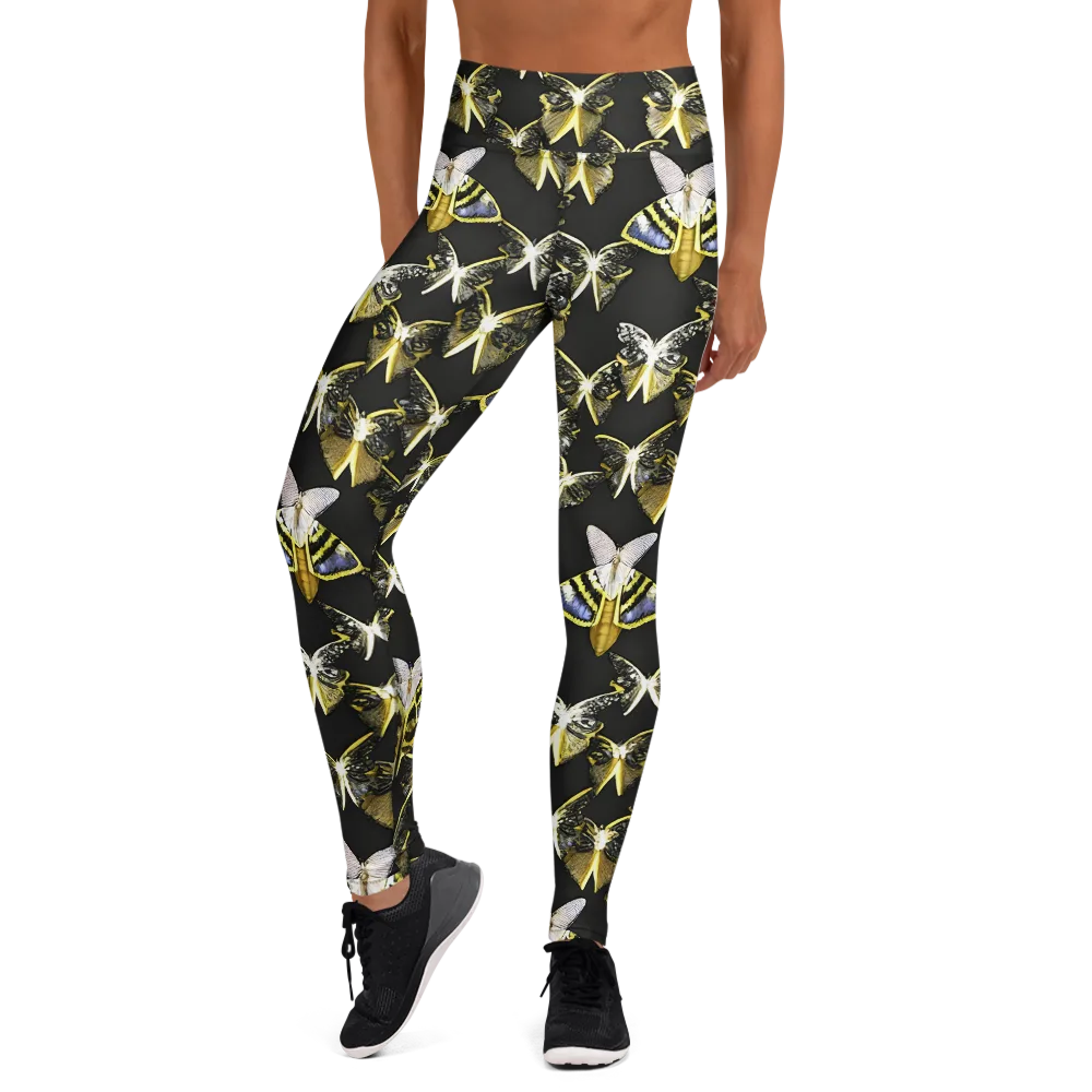 Nocturne Moths on Yoga Leggings — Front