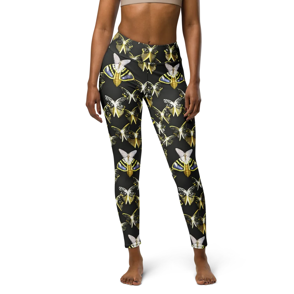 Nocturne Moths on Yoga Leggings — Front