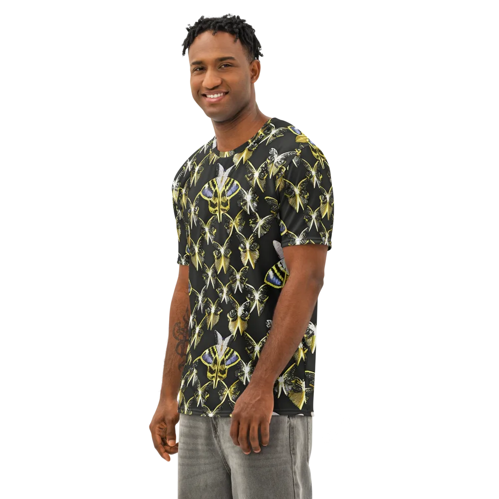 Nocturne Moths on Men's Cotton Crew Neck T-Shirt — Left Front