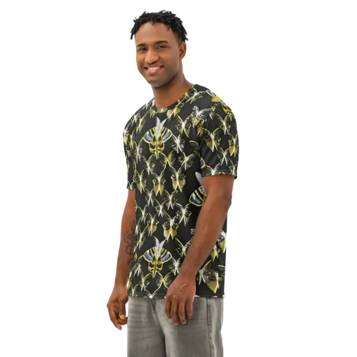 Nocturne Moths on a Men's Cotton Crew Neck T-Shirt