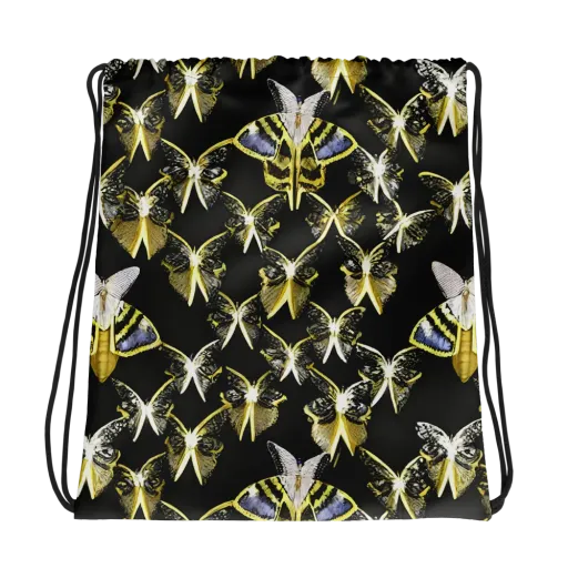 Nocturne Moths on a Drawstring Bag