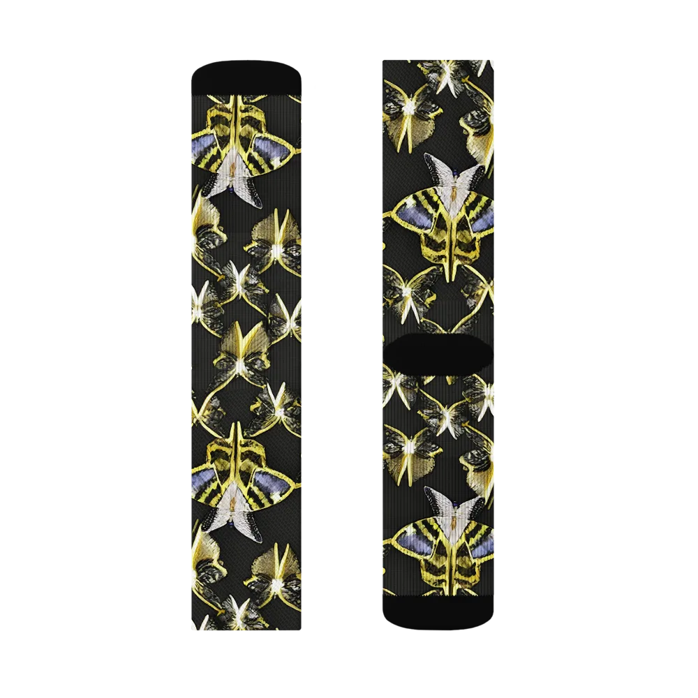 Nocturne Moths on Socks — Left Sock