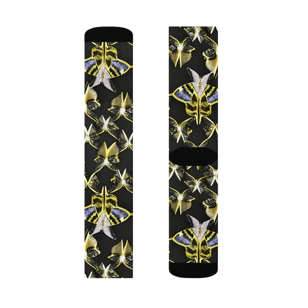 Nocturne Moths on Socks — Right Sock