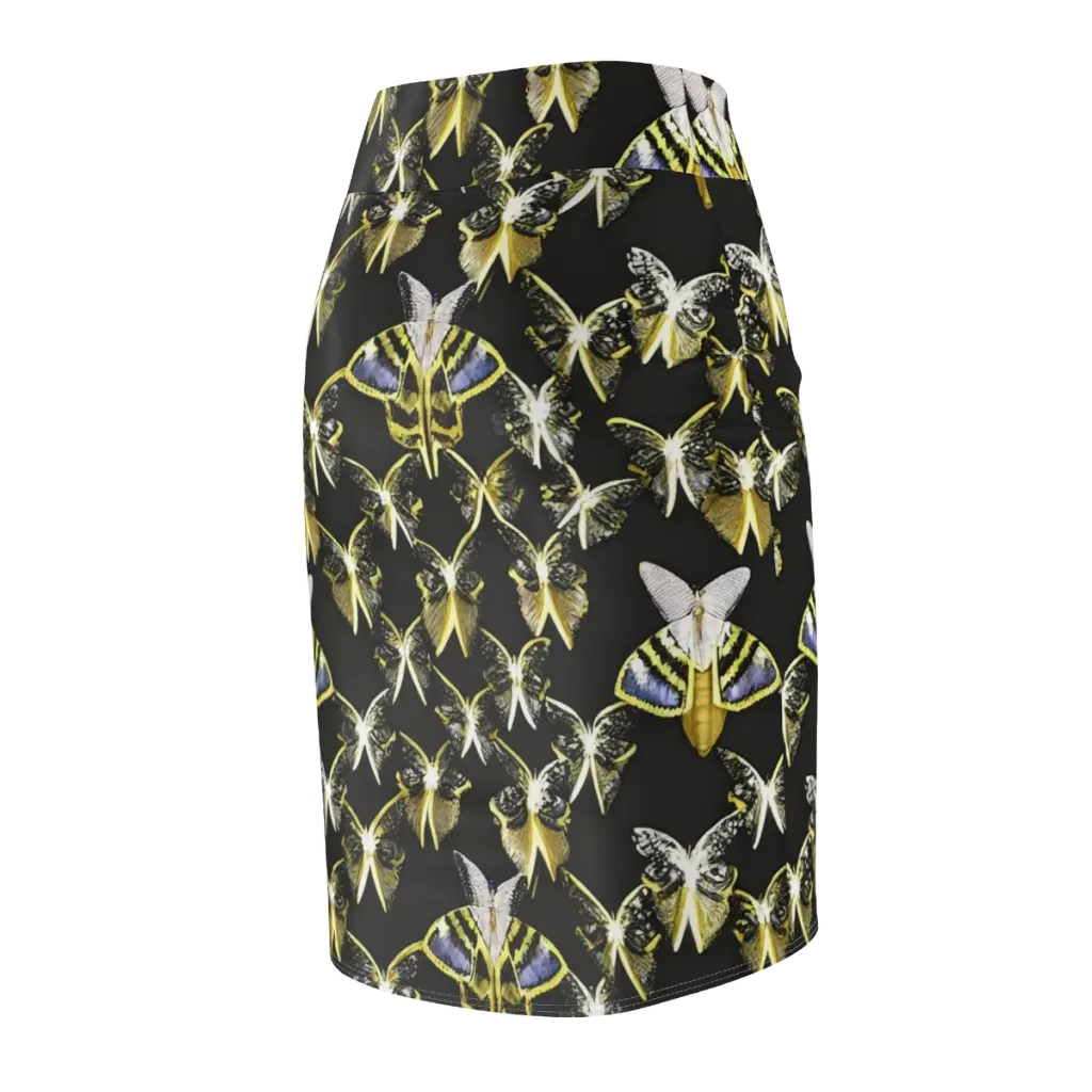 Nocturne Moths on Pencil Skirt — Back Side
