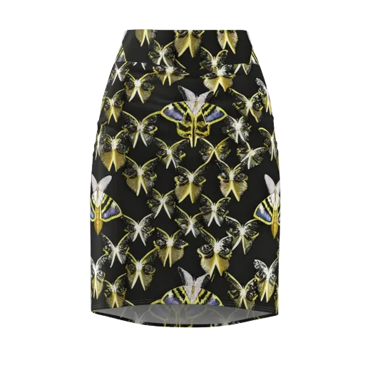 Nocturne Moths on a Pencil Skirt