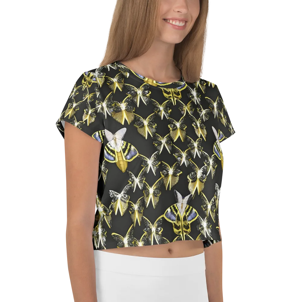 Nocturne Moths on Crop Tee — Right