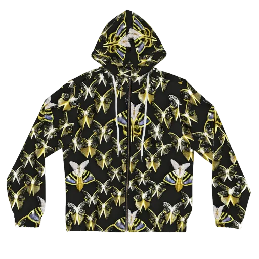 Nocturne Moths on a Women's Full-Zip Hoodie
