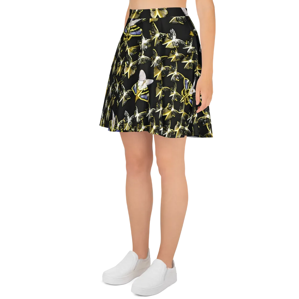 Nocturne Moths on Skater Skirt — Left