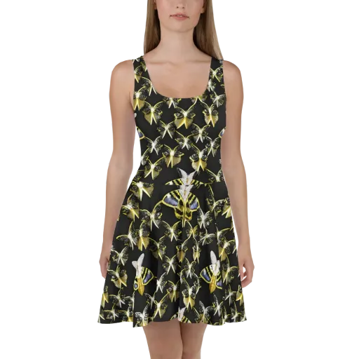 Nocturne Moths on a Skater Dress