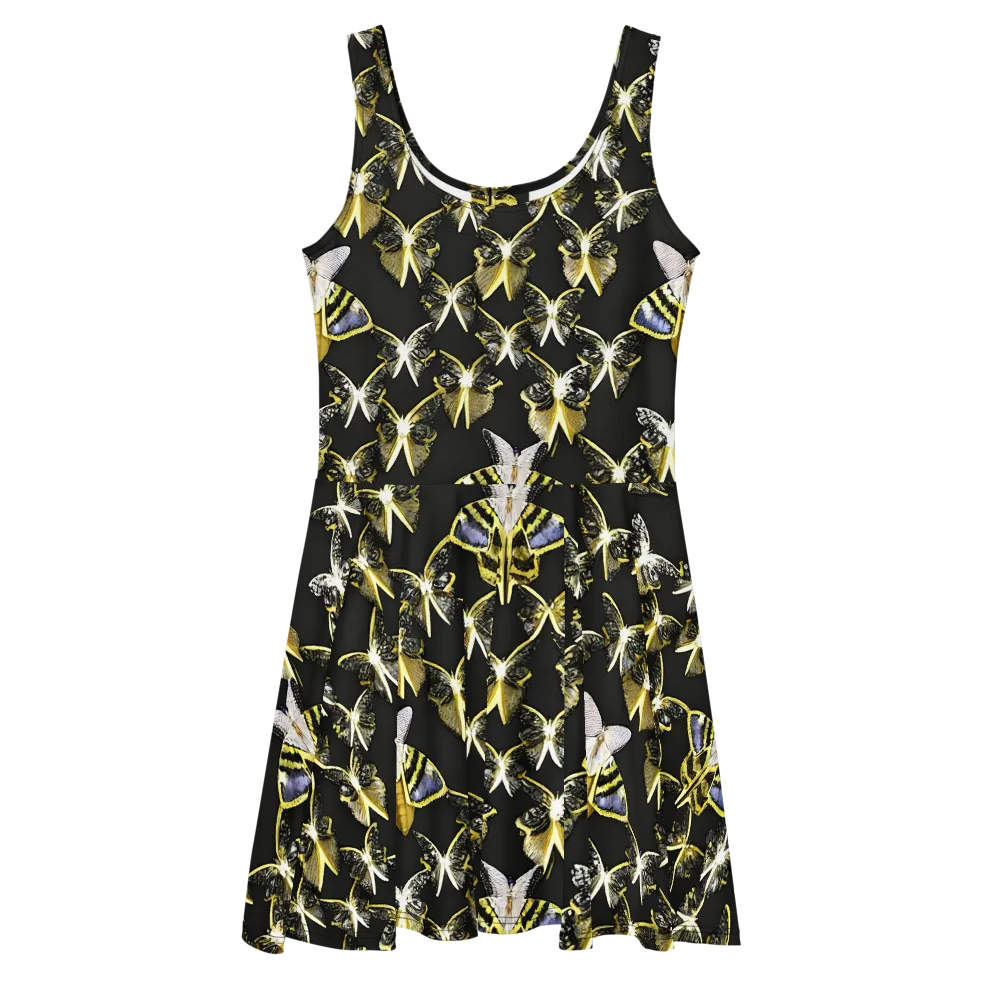 Nocturne Moths on Skater Dress — Front