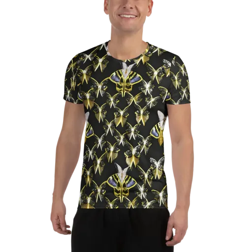Nocturne Moths on a Men's Athletic T-Shirt
