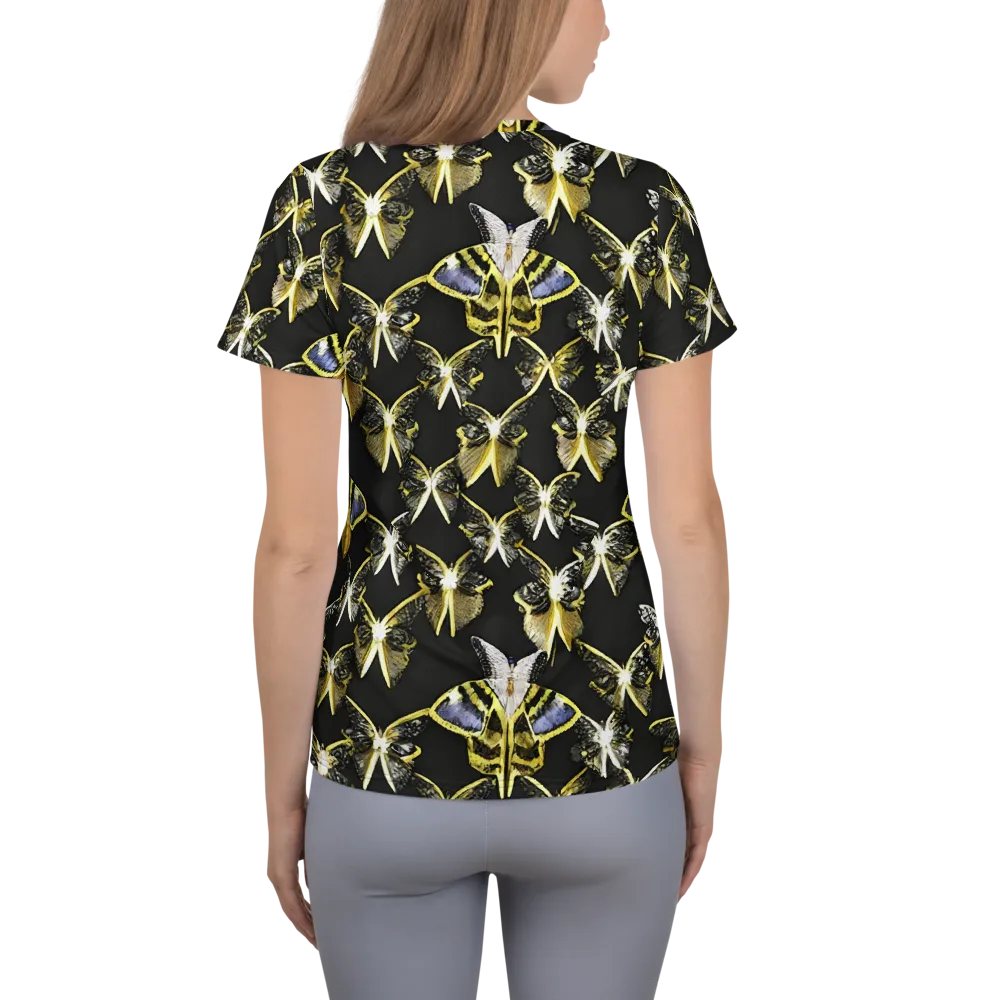 Nocturne Moths on Women's Athletic T-Shirt — Back