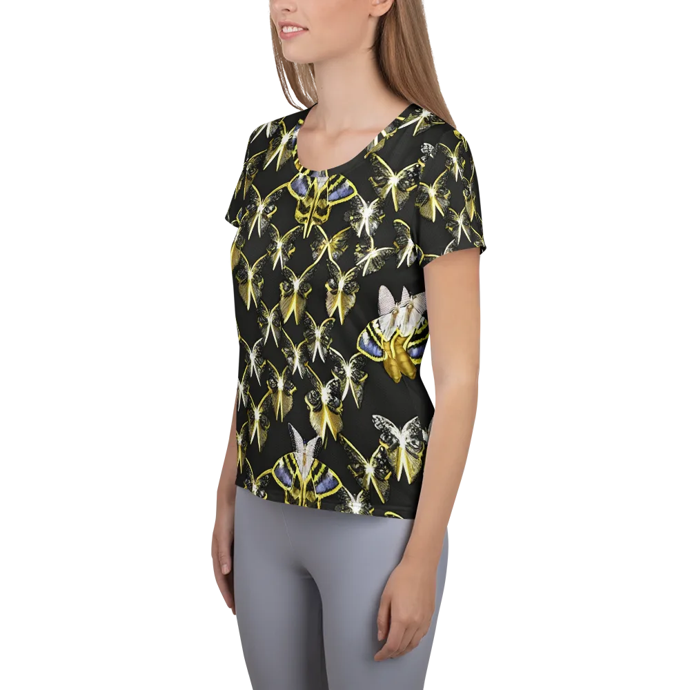 Nocturne Moths on Women's Athletic T-Shirt — Left