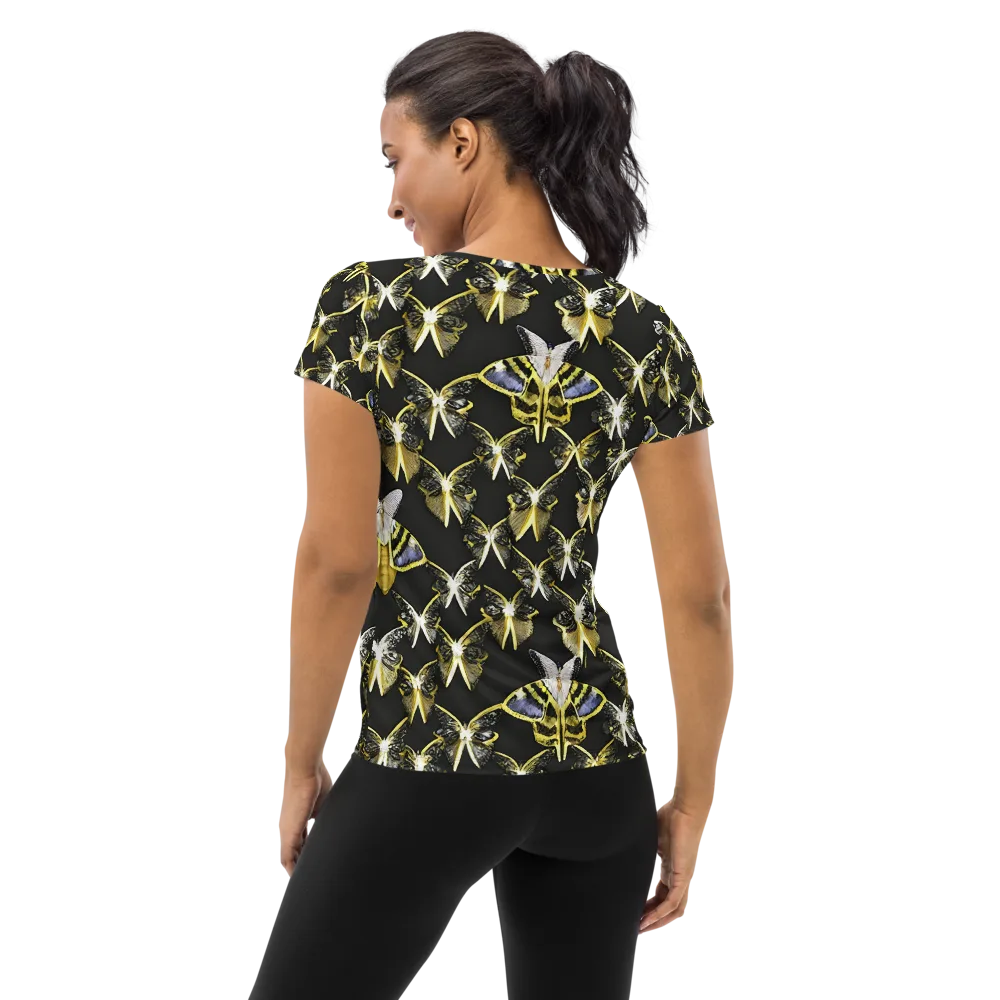 Nocturne Moths on Women's Athletic T-Shirt — Back