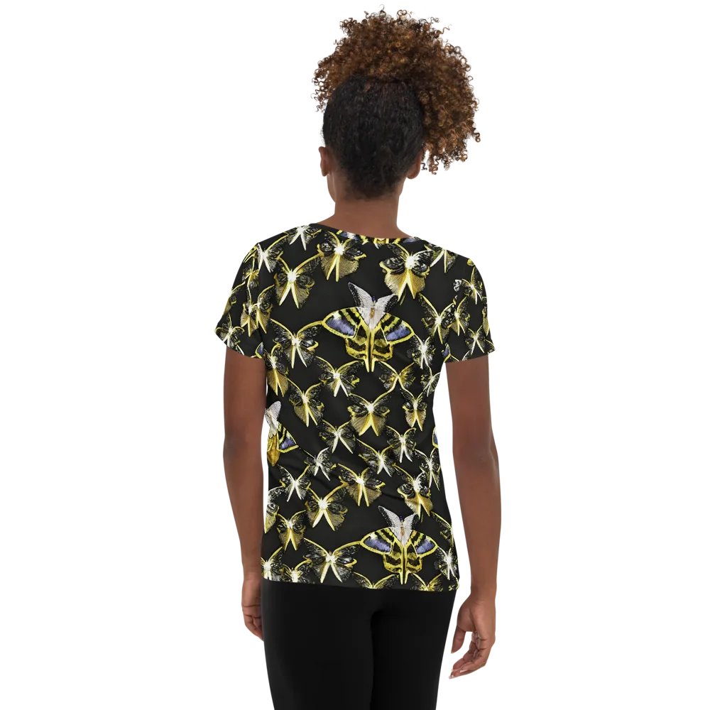 Nocturne Moths on Women's Athletic T-Shirt — Back