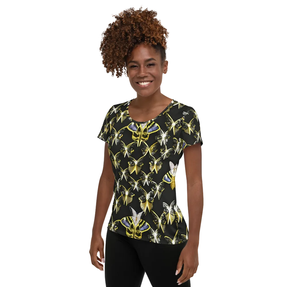 Nocturne Moths on Women's Athletic T-Shirt — Left