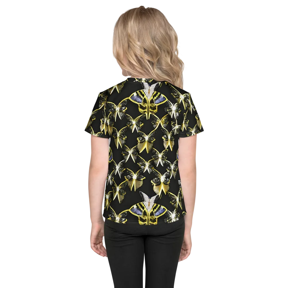 Nocturne Moths on Kids Crew Neck T-Shirt — Back