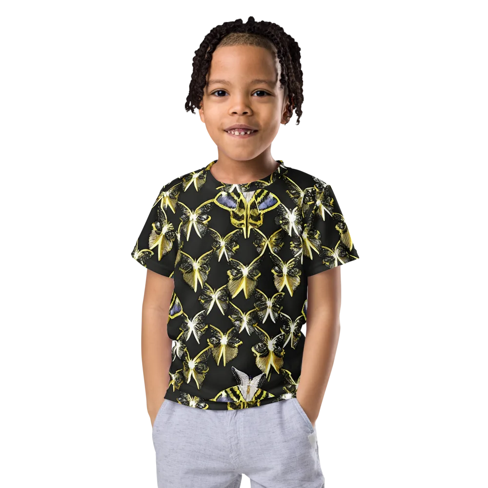 Nocturne Moths on Kids Crew Neck T-Shirt — Front