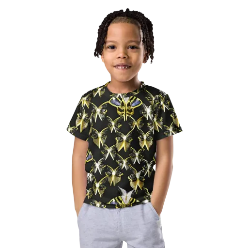 Nocturne Moths on a Kids Crew Neck T-Shirt