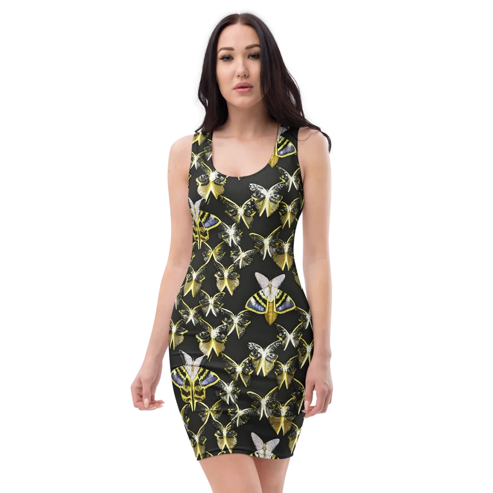 Nocturne Moths on Bodycon Dress — Front