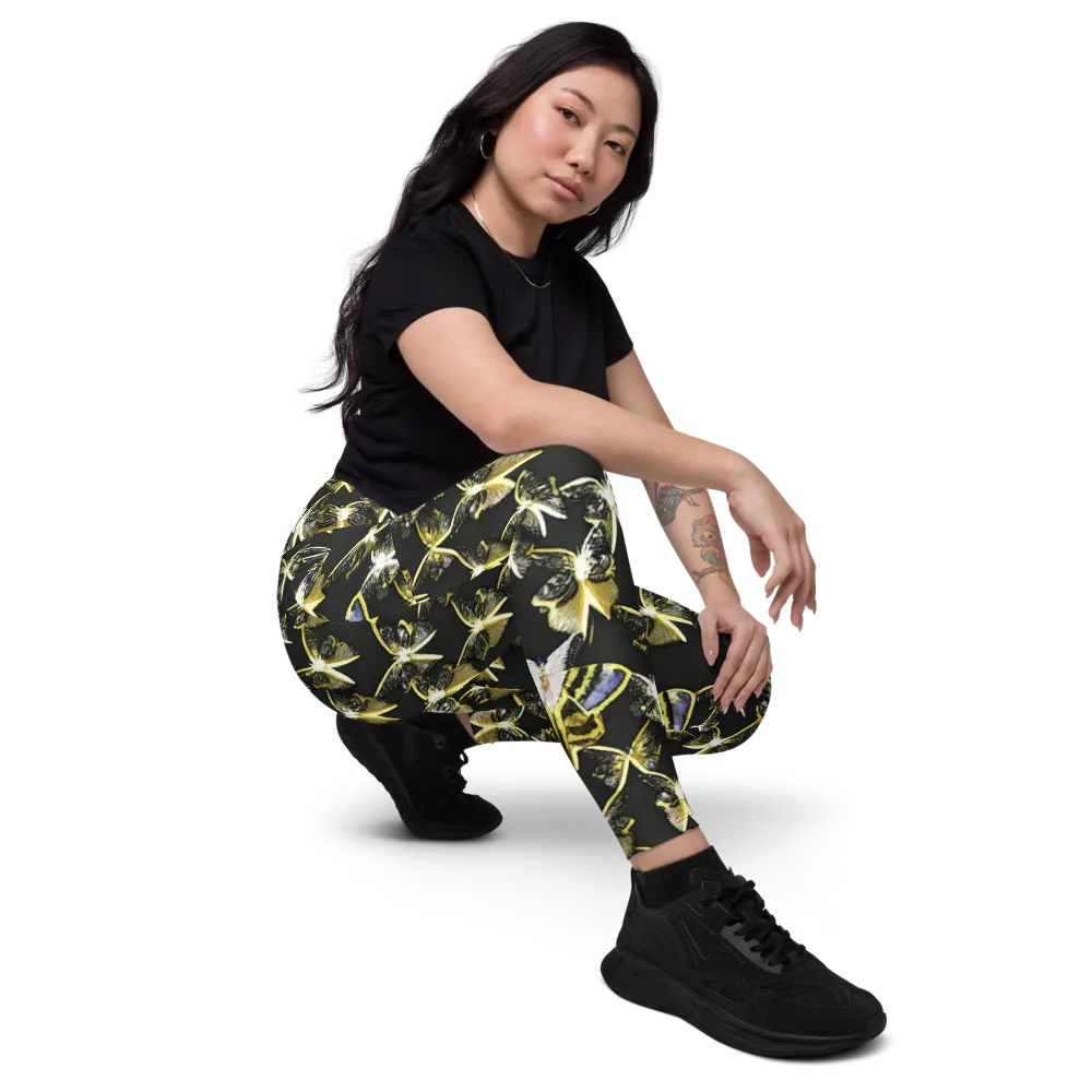 Nocturne Moths on Leggings with Pockets — Right Front