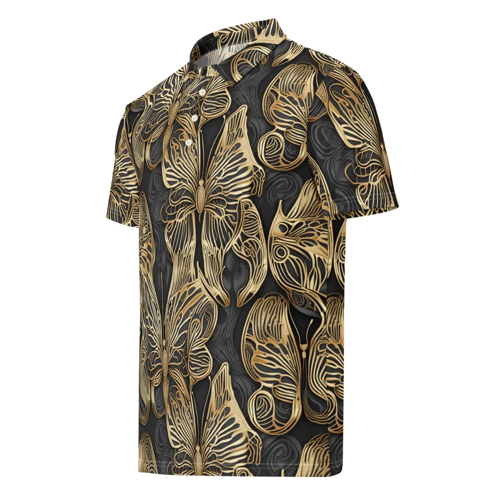 Gilded Metamorphosis on Men's Slim Fit Polo Shirt — Left Front