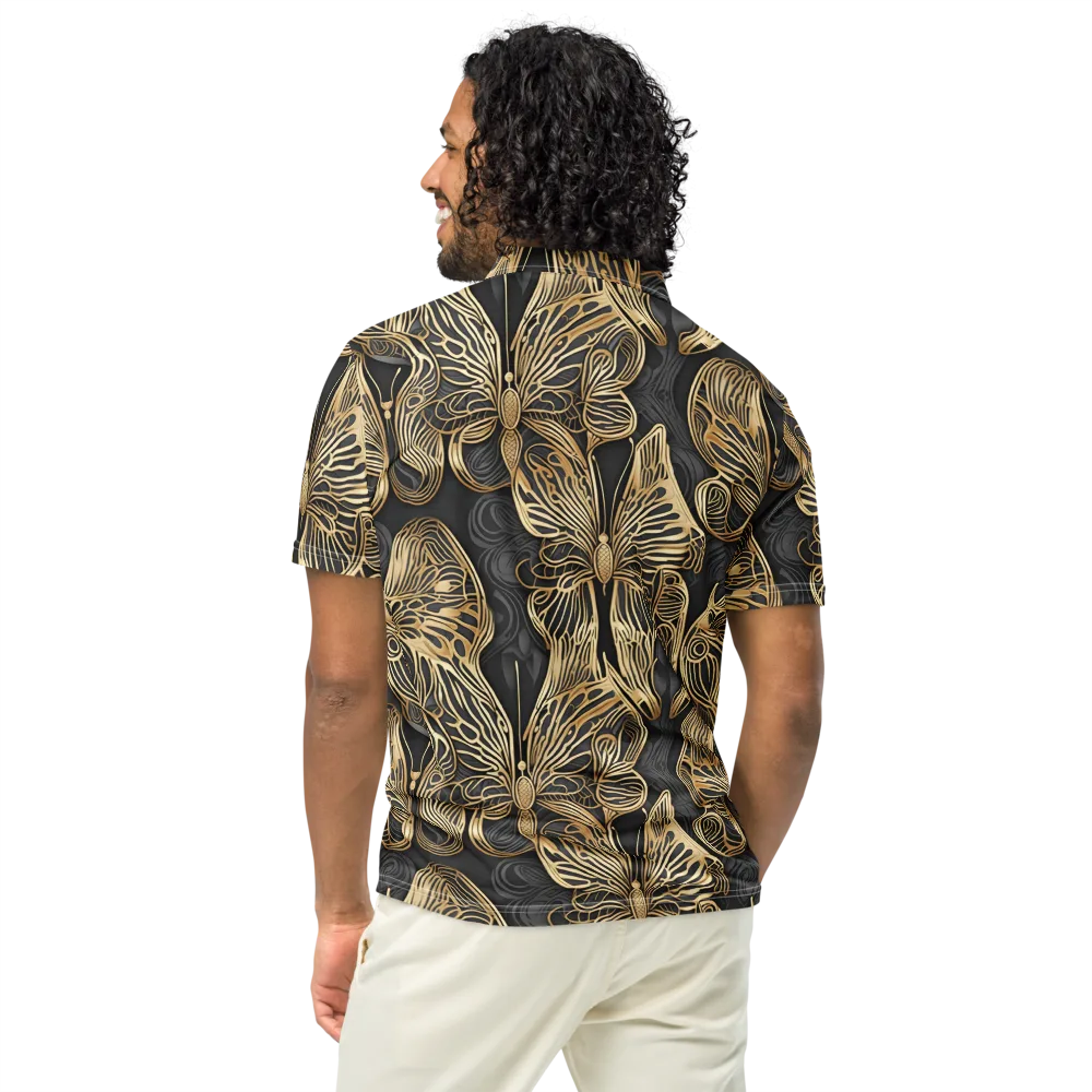 Gilded Metamorphosis on Men's Slim Fit Polo Shirt — Back