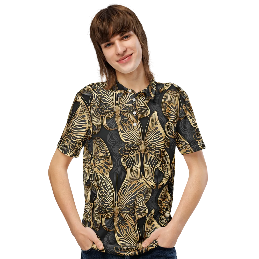 Gilded Metamorphosis on Men's Slim Fit Polo Shirt — Front