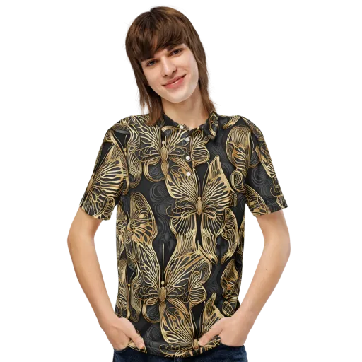 Gilded Metamorphosis on a Men's Slim Fit Polo Shirt