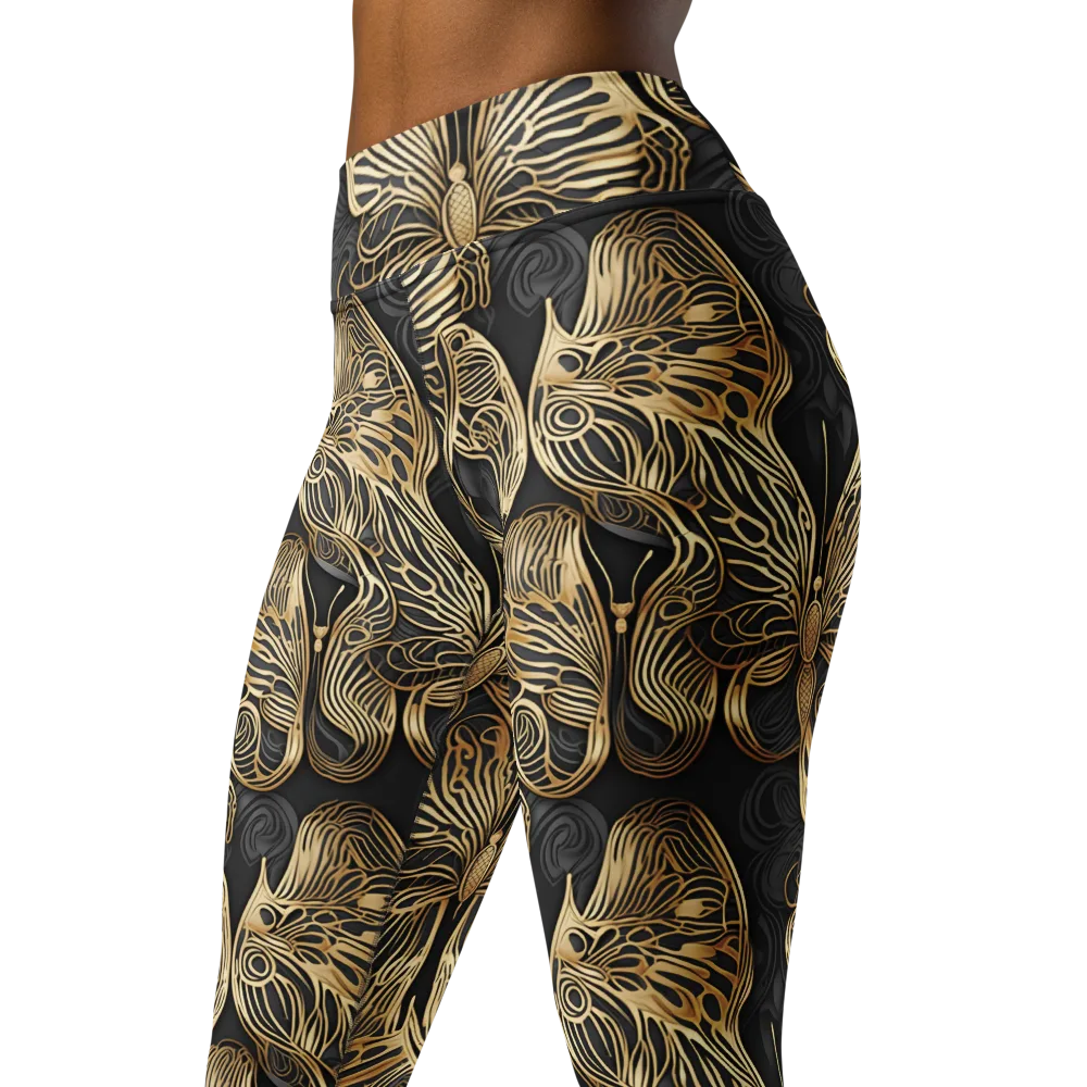 Gilded Metamorphosis on Yoga Leggings — Left Front