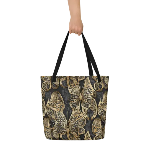 Gilded Metamorphosis on a Large Tote Bag W/ Pocket