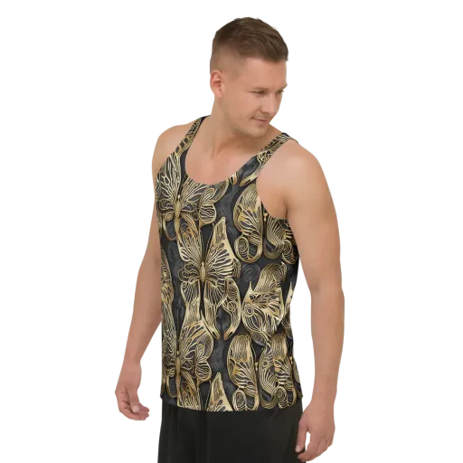Gilded Metamorphosis on a Men's Tank Top