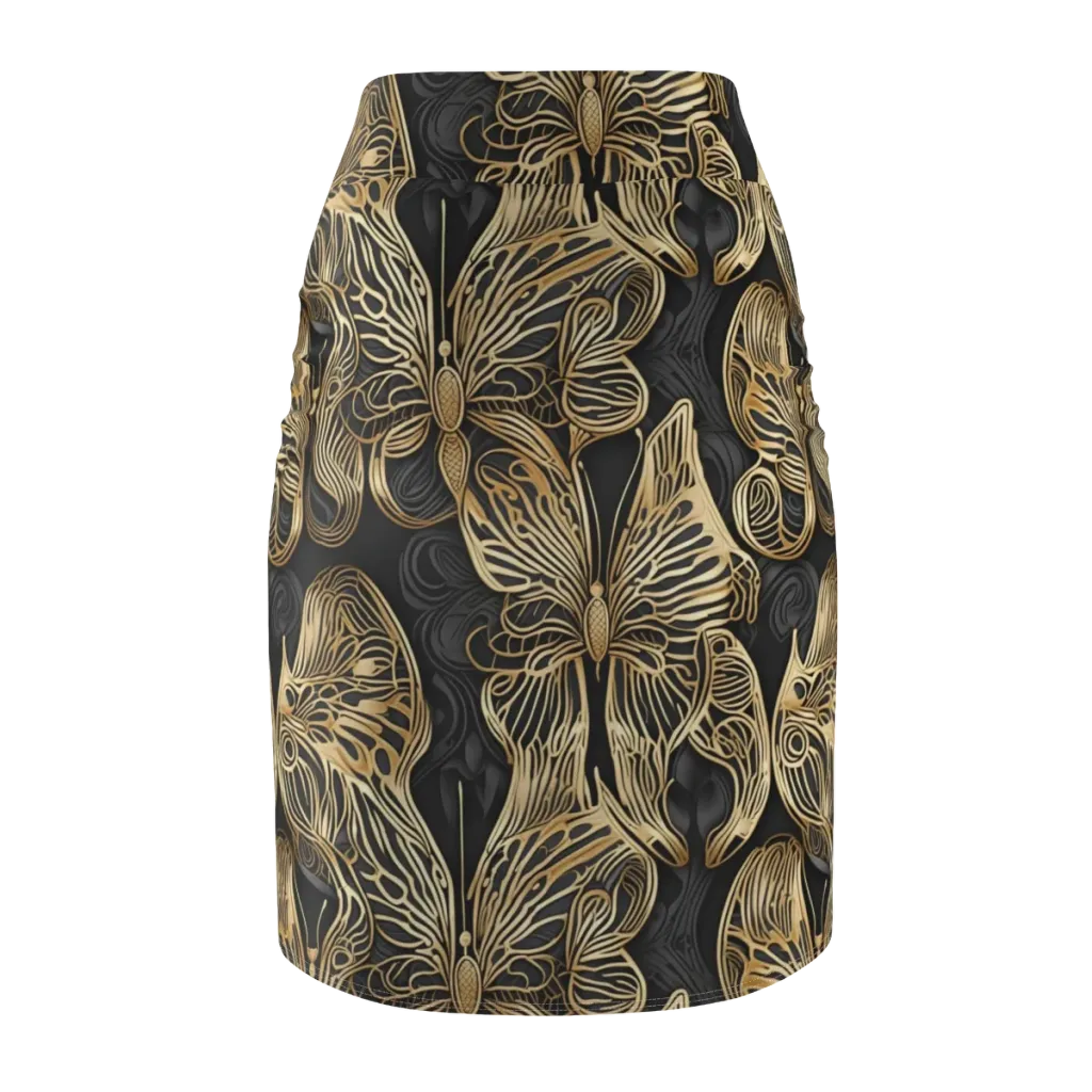 Gilded Metamorphosis on Pencil Skirt — Back