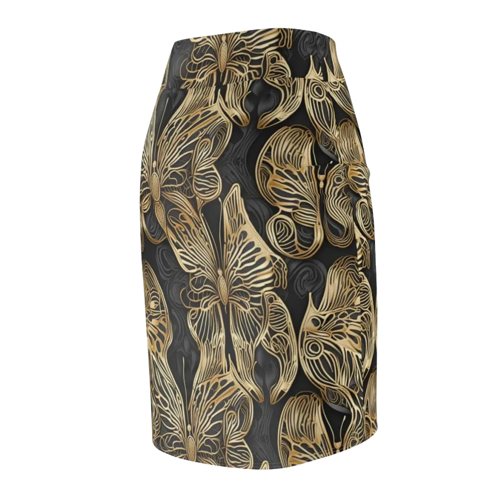 Gilded Metamorphosis on Pencil Skirt — Back Side