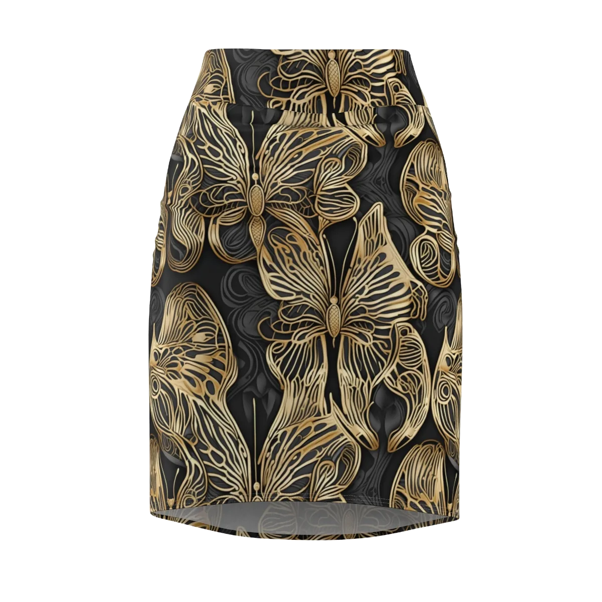 Gilded Metamorphosis on Pencil Skirt — Front