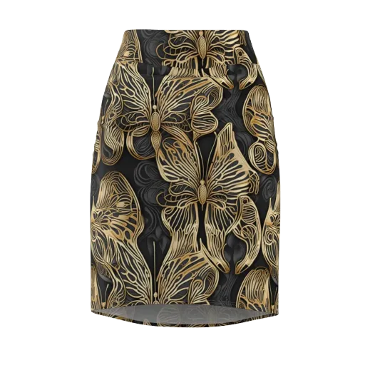 Gilded Metamorphosis on a Pencil Skirt