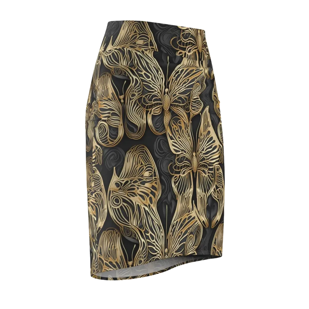 Gilded Metamorphosis on Pencil Skirt — Front Side