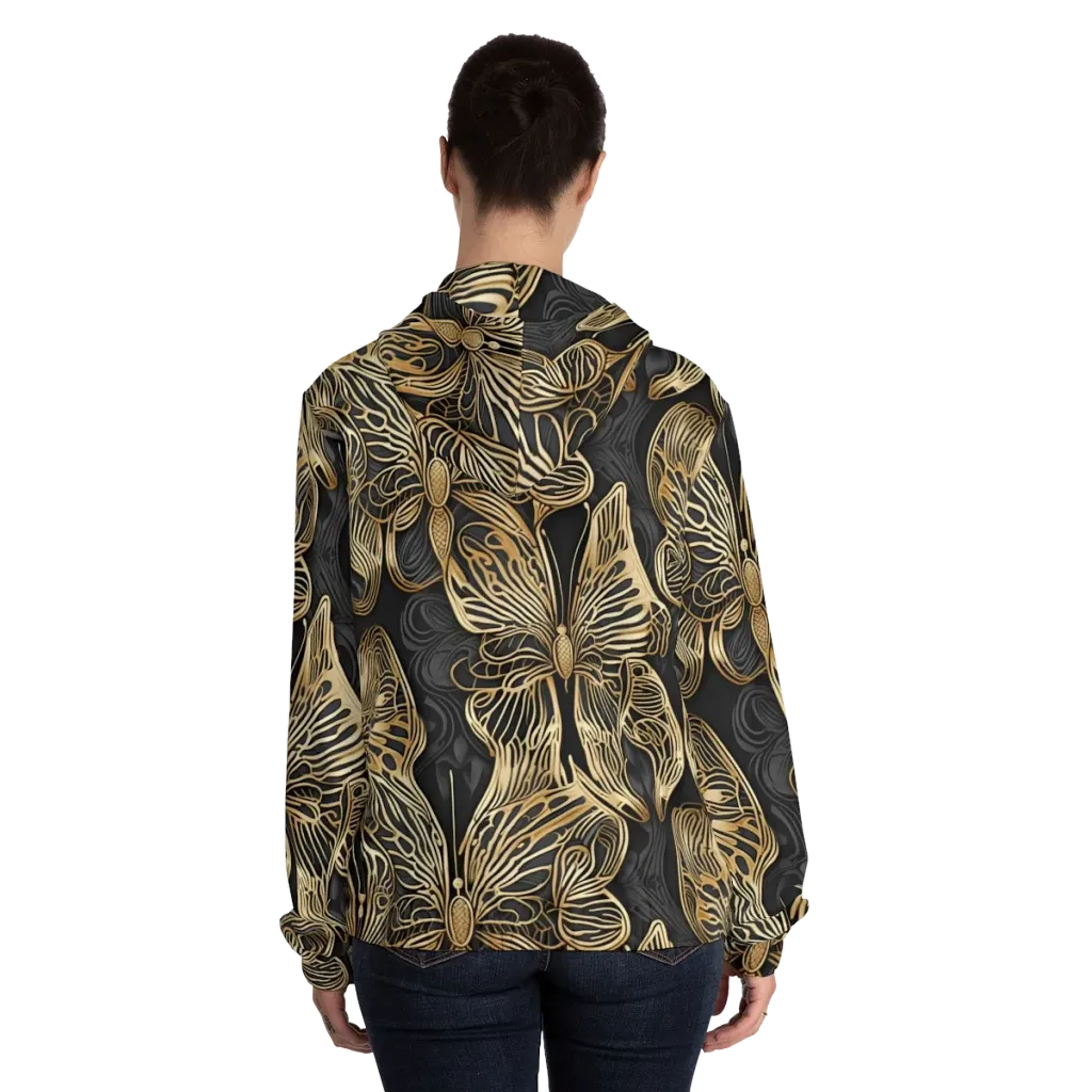 Gilded Metamorphosis on Women's Full-Zip Hoodie — Back On Person