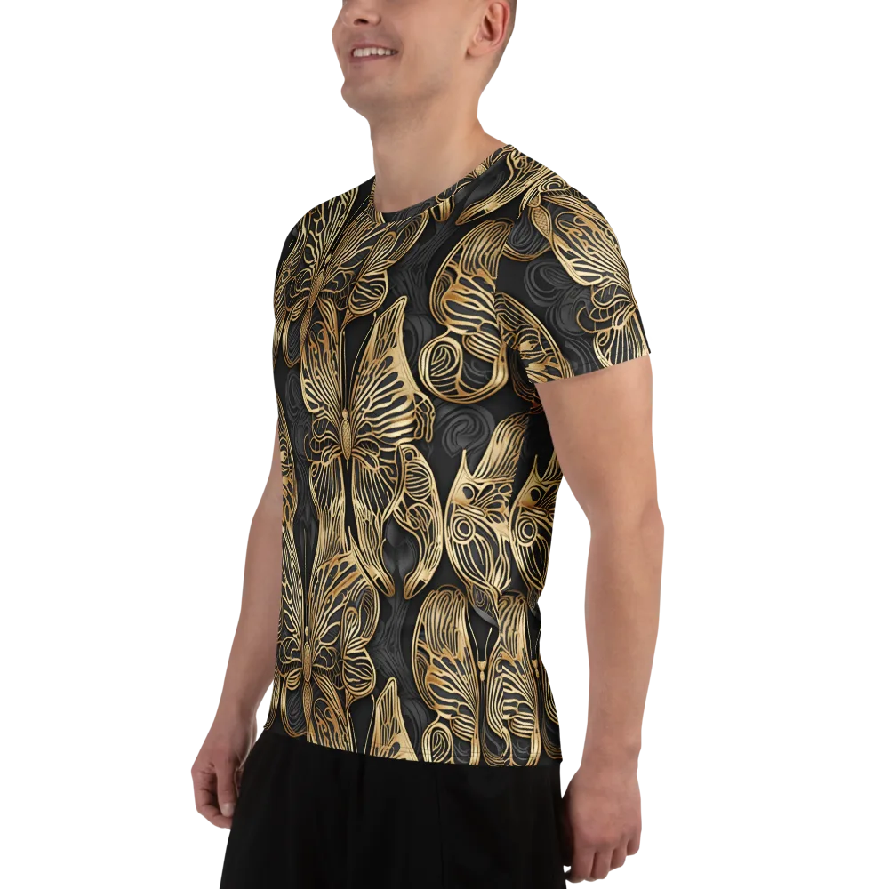 Gilded Metamorphosis on Men's Athletic T-Shirt — Left