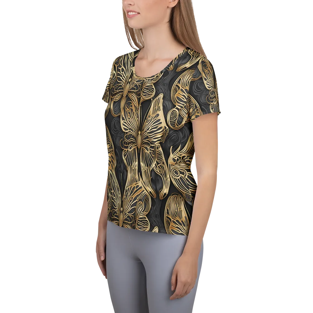 Gilded Metamorphosis on Women's Athletic T-Shirt — Left