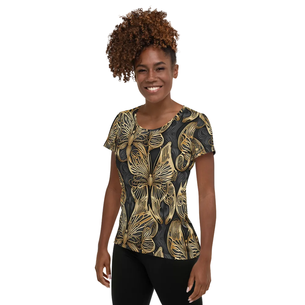 Gilded Metamorphosis on Women's Athletic T-Shirt — Left