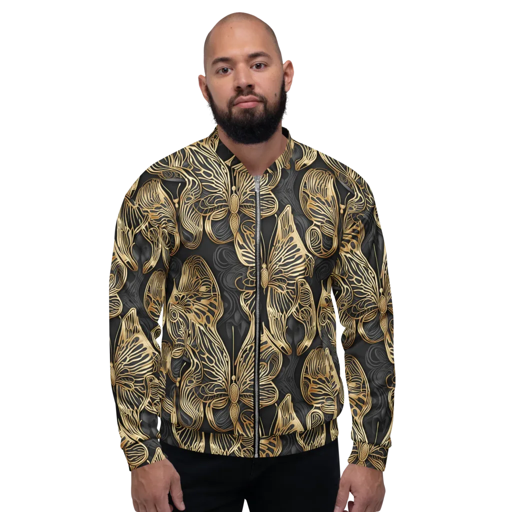 Gilded Metamorphosis on Bomber Jacket — Front