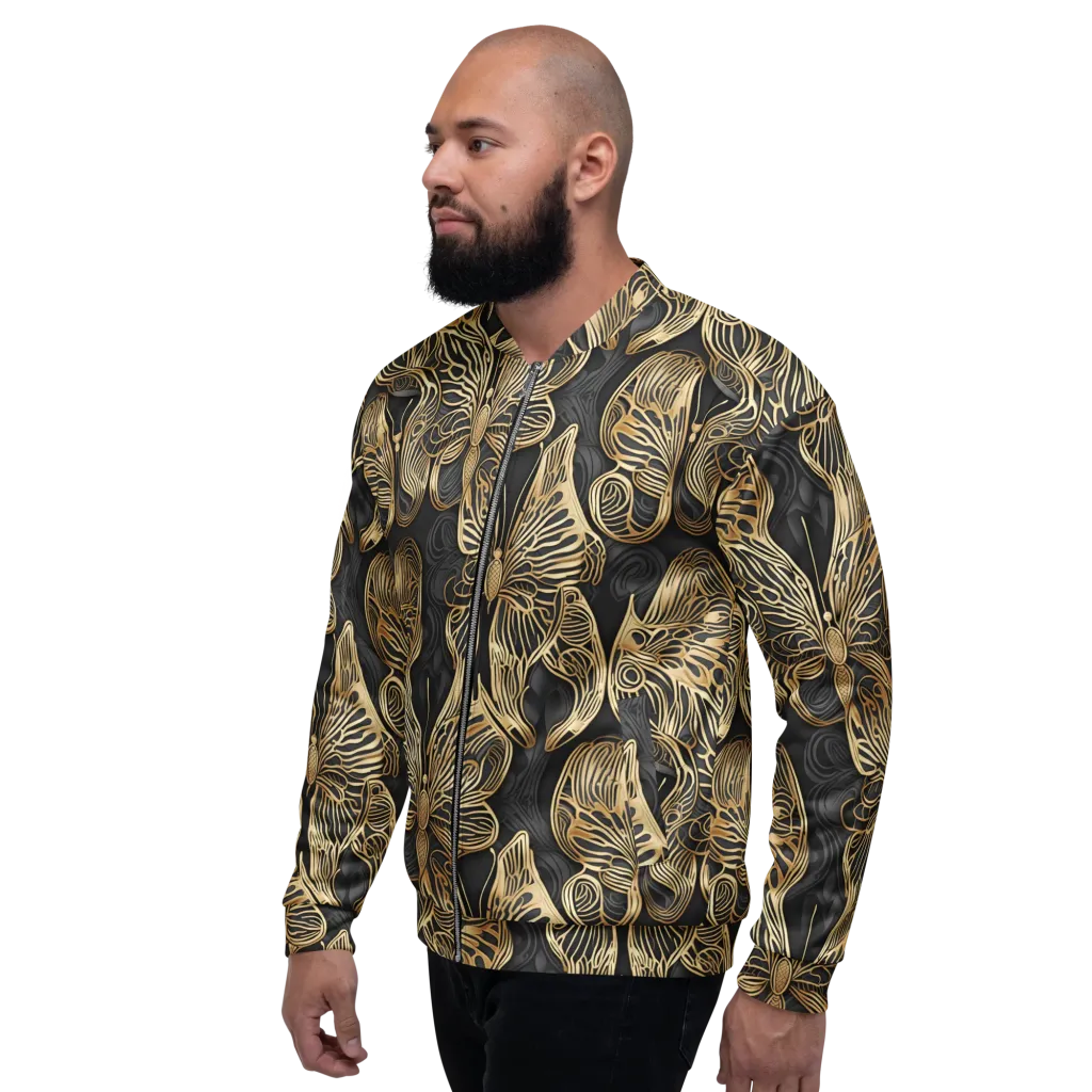 Gilded Metamorphosis on Bomber Jacket — Left