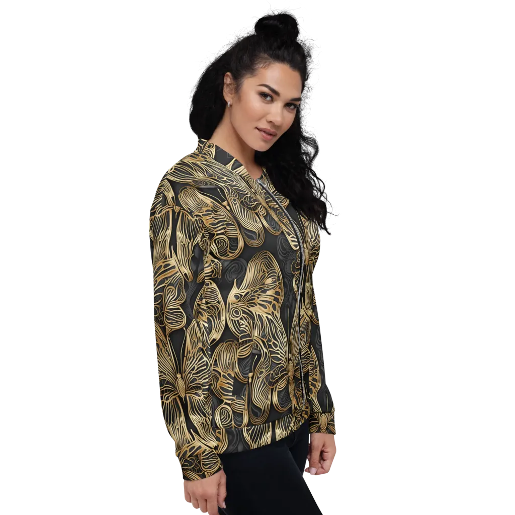 Gilded Metamorphosis on Bomber Jacket — Right