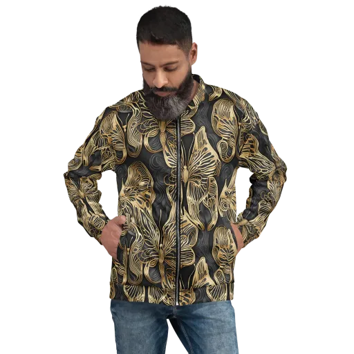 Gilded Metamorphosis on a Bomber Jacket