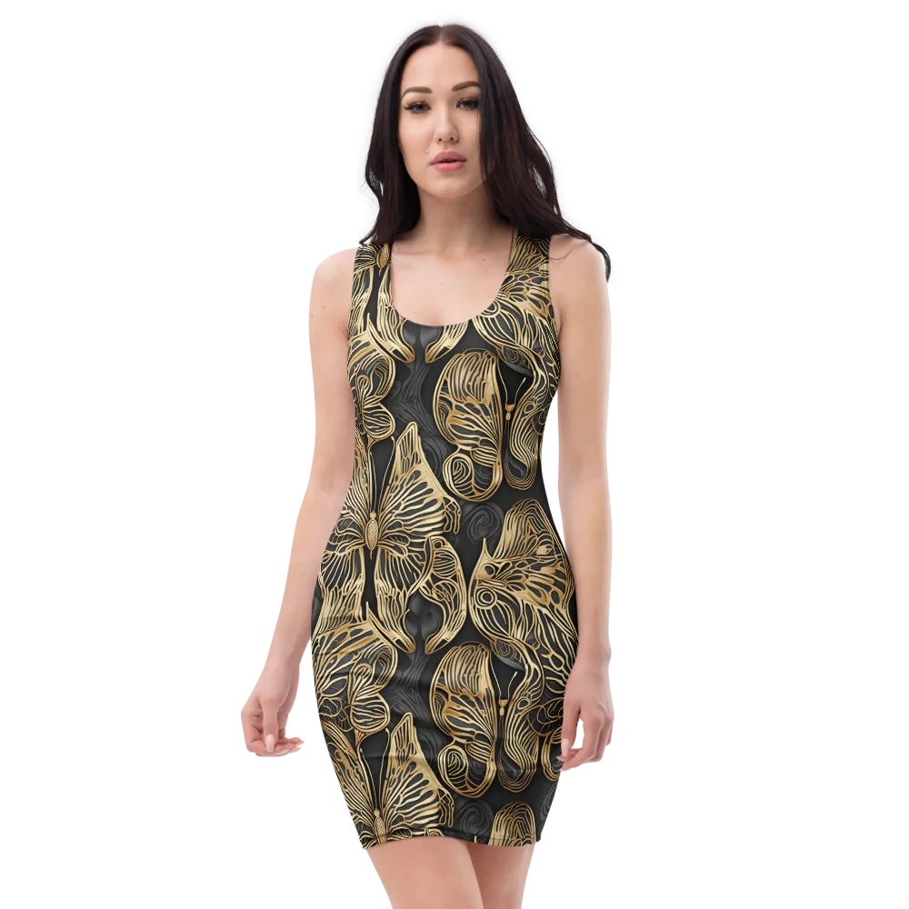 Gilded Metamorphosis on Bodycon Dress — Front