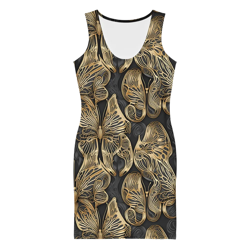 Gilded Metamorphosis on Bodycon Dress — Front