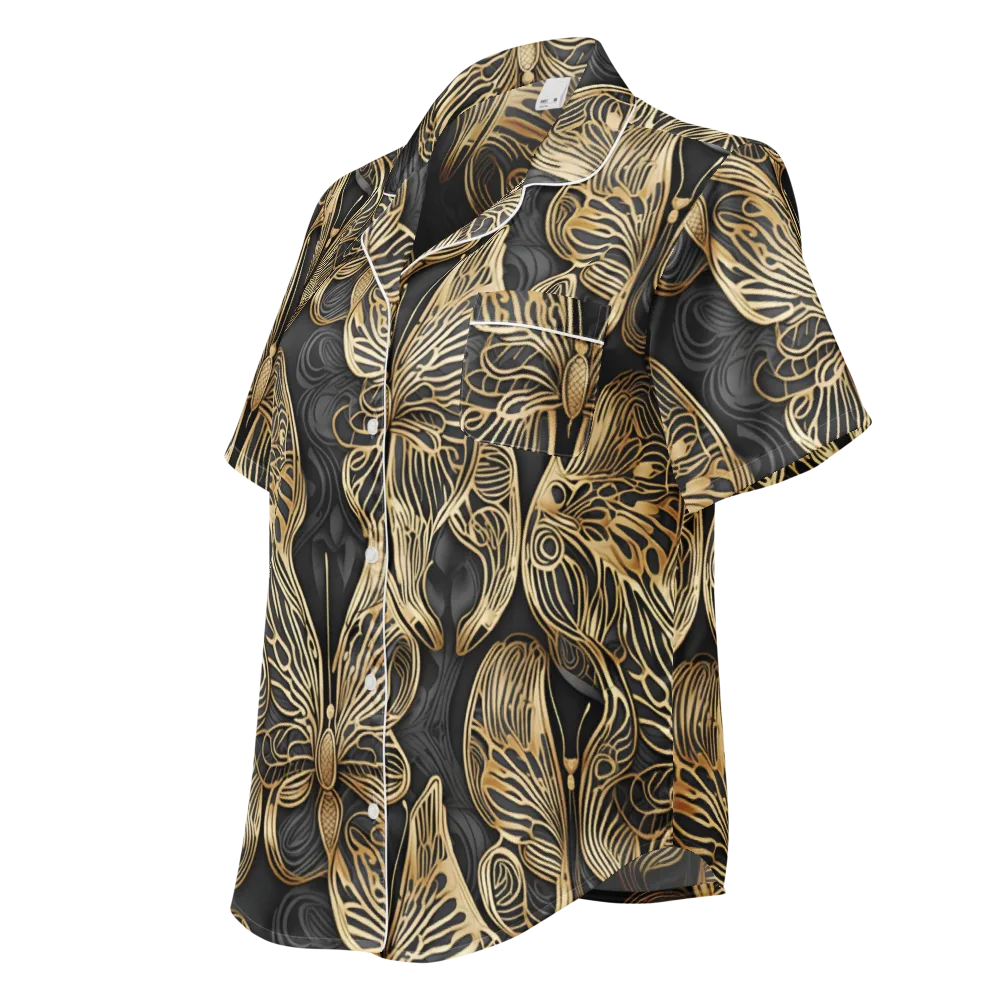 Gilded Metamorphosis on Women's Short Sleeve Pajama Top — Left Front